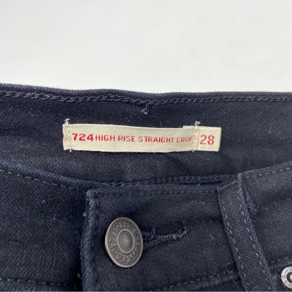 LEVI’S Premium 724 High Rise Straight Crop Black Pixel Jeans - Picture 5 of 8